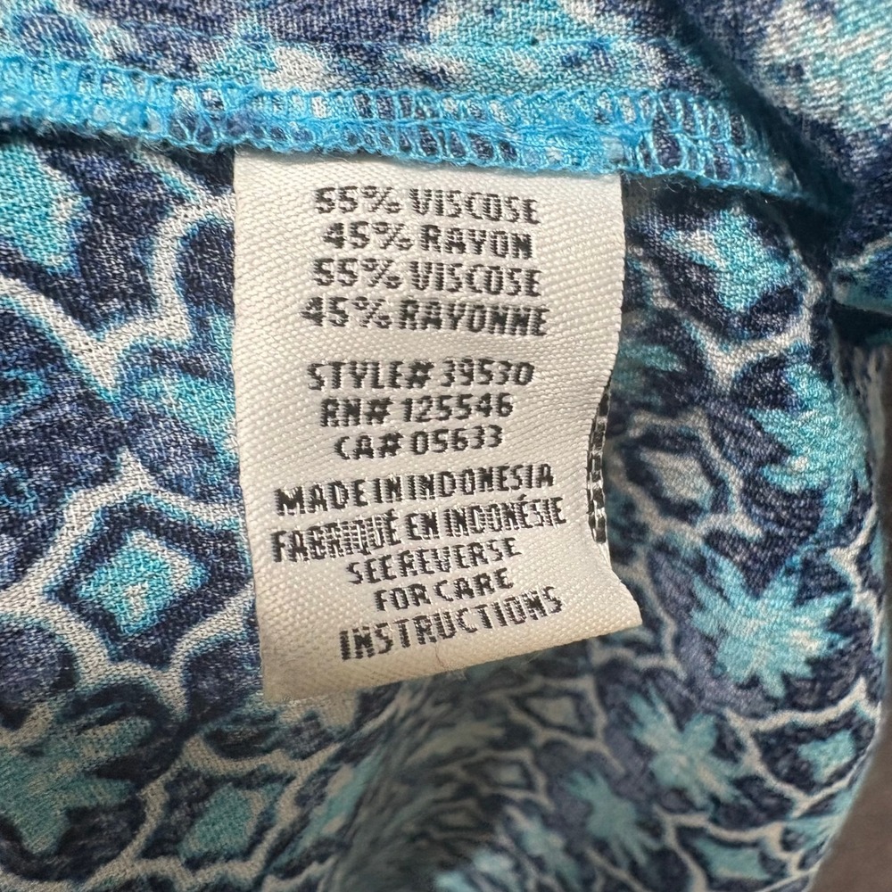 Habitat Blue Floral Geometric Cowl Neck Sleeveless Tunic Top Size S Boho Artsy - Picture 6 of 11